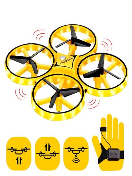 Simuladores de controle remoto elétrico Controles de gestos de brinquedo Drone Brinquedos voadores RC Quadcopter UFO Aeronaves Sensor de mão Drones 360 ° Flips3432299