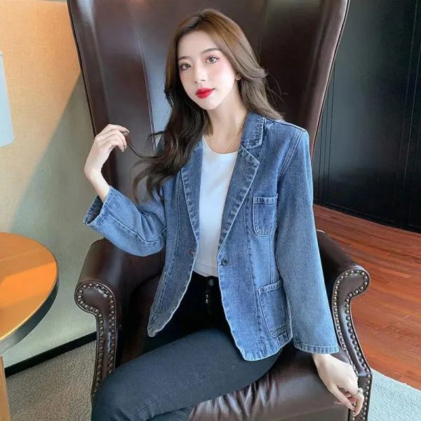 Blazers 2023 Autumn New Fashion Suit Jacket jeans Women Women Slim Casal Casual Mulheres Roupas