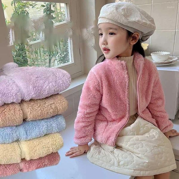 Jacken 2024 Baby Mädchen Jacke 6 bis 12 18 24 Monate Herbst Kleidung Kinder für Kleinkind Junge Oberbekleidung Rosa Fleece thermische Outfits