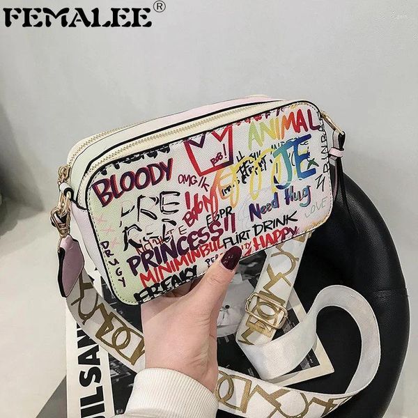 Sacos de noite 2024 design de luxo mulheres bolsas e bolsa pequena caixa de moda crossbody para graffiti câmera em forma de ombro