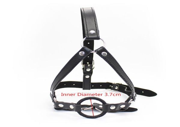 BDSM Bondage Sex Toys SM Slave Head Harness Gag Pelle Bocca aperta O Ring Apertural Plug Orale per coppie Giochi per adulti Sessuale Prod2922192