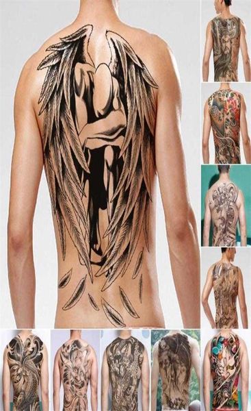 Tatuagem de transferência de água masculina, adesivo de deus chinês nas costas, tatuagem falsa temporária à prova d'água 48x34cm, tatuagem flash para homem b3 c181223514089