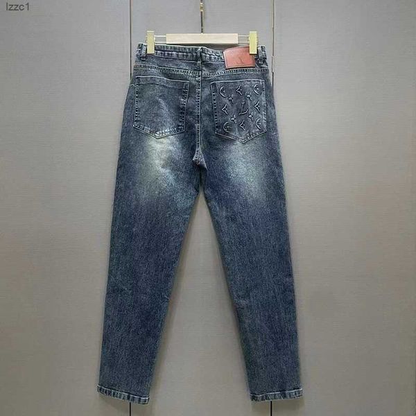 Jeans Pants Designer Mens Jeans Slim Ajuste nova marca na moderna marca versátil reto bordado acolchoado rasgado vintage Pant Xmxf M-4xl