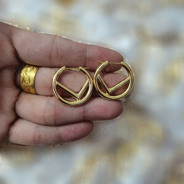 Kadın Hoop Küpeler Premium Altın Elmas Küpe Tasarımcısı Stud Luxury Hoops Marka Mektupları Tasarım F Küpe Moda Mücevherleri Düğün Hediyeleri Kutu -3