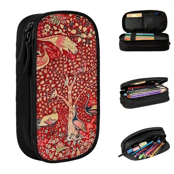 Antigo tapete persa pássaro árvore flor lápis caso boho boêmio floral bolsa caneta titular grande capacidade saco de papelaria escolar