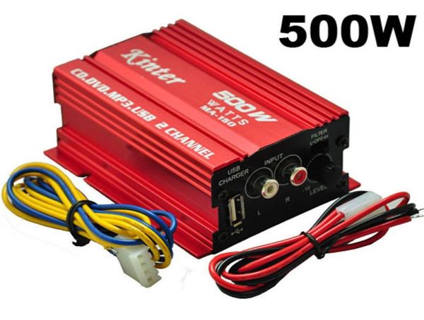 12v 500w musica domestica HiFi audio stereo mini amplificatore a 2 canali AMP per auto moto barca mp3 iPod con caricatore USB1856834