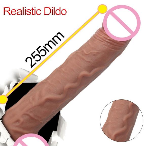 Sensação de pele de silicone longo vibrador anal pênis falo realista grande masturbador feminino ventosa pau adulto para mulher q05089860981