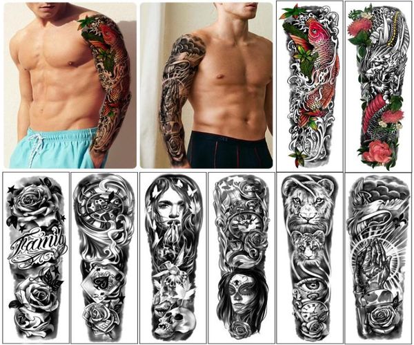 Metershine 46 Blatt wasserfeste temporäre Fake-Tattoo-Aufkleber für den ganzen und halben Arm mit einzigartigen Bildern oder Totem-Express-Körperkunst für M5891243