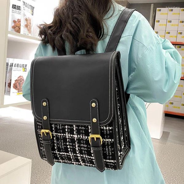 Sacos escolares coreano moda mulheres mochila de couro 2024 estilo universitário grande capacidade feminina bolsa de laptop de luxo