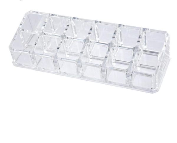12 suporte de batom expositor acrílico transparente mesa organizador de cosméticos caixa de armazenamento para mulheres jóias maquiagem container7193691