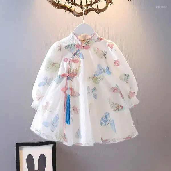 Abiti da ragazza Belle neonate vestono la primavera e l'autunno per bambini S Princess Hanfu Qipao 2024