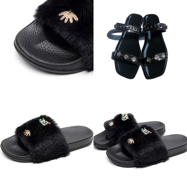 Designer-Slipper in Schwarz und Gold für Damen, Sommer-Absatz-Sandale, hochwertige Mode-Slipper, bedruckter Slipper, flacher Slipper, Plateau-Flip-Flops, Strand, klassische flache Sandale, Größe