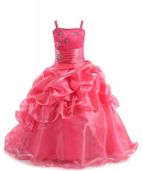 2021 meninas pageant vestidos cintas de espaguete cristal strass vestido de baile vestido de baile para crianças vestidos da menina flor8744681