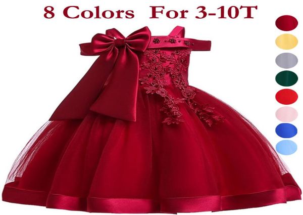 Abito da principessa in seta con fiori 3D per bambina per la festa di nozze, tutù con fiocco grande, abiti per bambini, per bambina, abbigliamento di moda per bambini6454627