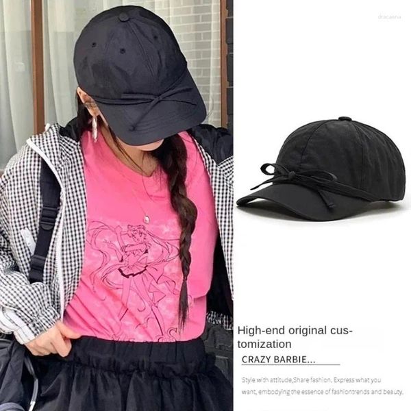 Cappellini con cinturino e cinturino con fiocco Soft Top Baseball per donna Nicchia Viaggio ad asciugatura rapida Protezione solare casual Cappelli versatili dolci