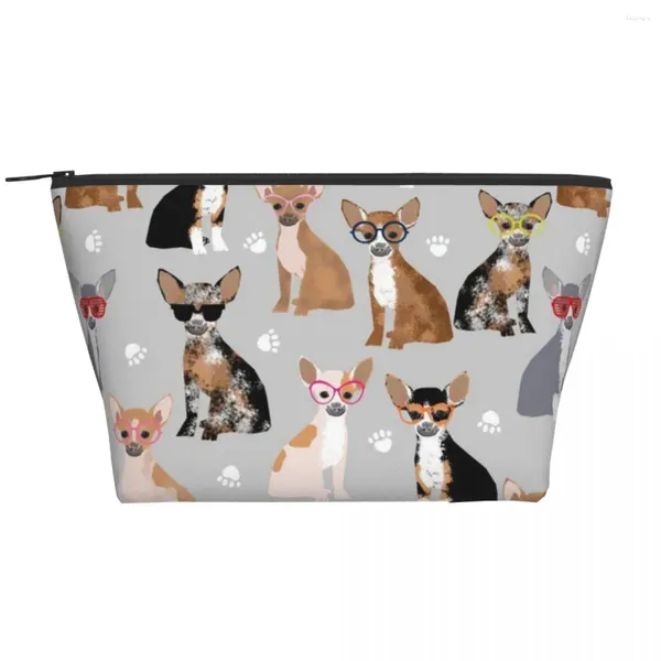 Borse cosmetiche Custodia per borsa trapezoidale per trucco portatile per cani Chihuahua Borsa per custodia quotidiana per gioielli da toilette da viaggio