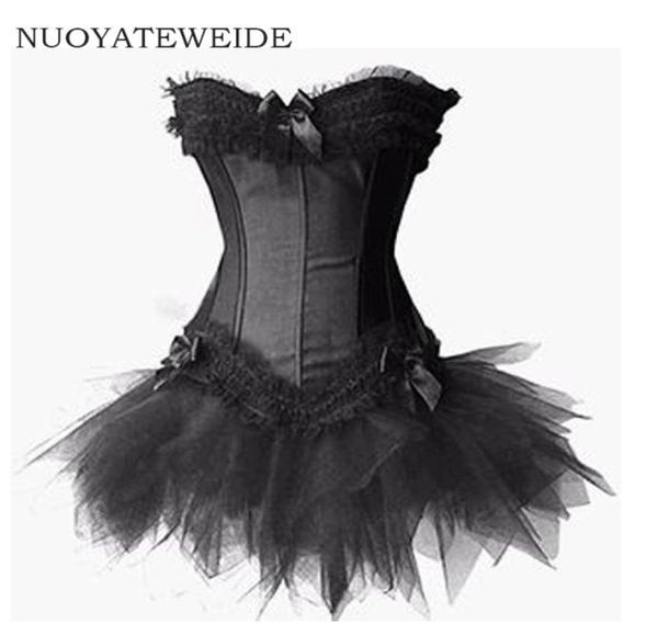 2017 vestido burlesco vermelho e preto espartilho traje bustier para mujer vitoriano brocado espartilho tutu saia roupa parte halloween7459586