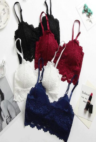 2019 Reggiseno ricamato Donna Vino Rosso Blu Bianco Nero Bralette di pizzo Plus Size Reggiseno push up Reggiseni sexy senza schienale senza fili4812639