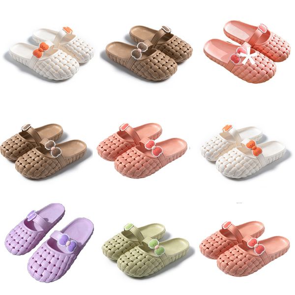 für Sommerpantoffeln Designer Neues Produkt Damen Grün Weiß Rosa Orange Baotou Flache Unterseite Schleife Slipper Sandalen Fashion-031 Damen Flache Slides Outdoor 75 s