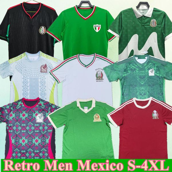 Kit retrò classico di maglie calcistiche del Messico 1970 1985 1986 1994 1995 1996 1997 1998 1999 2010 Borgetti Hernandez Campos Blanco H.Sanchez R.Marquez Shillo di calcio Maillots