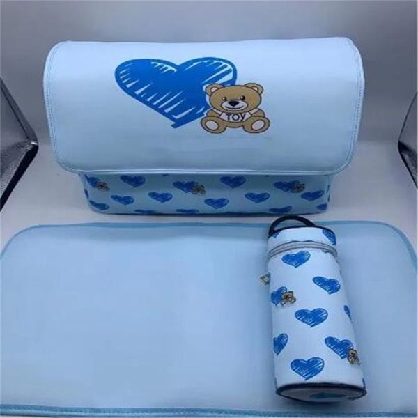 Borse per mamma impermeabili Designer Cerniera per bambini Stampa di cartoni animati Zaino Messenger Borsa per pannolini in pile Set di tre pezzi alla moda