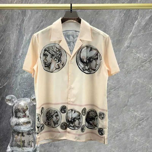 Мужские футболки 2023 Лето Camisa Fashion Masculina Китайская рубашка Ретро-портретная художественная рубашка с коротким рукавом Повседневная мужская рубашка Уличная одежда Moda Hombre J240305