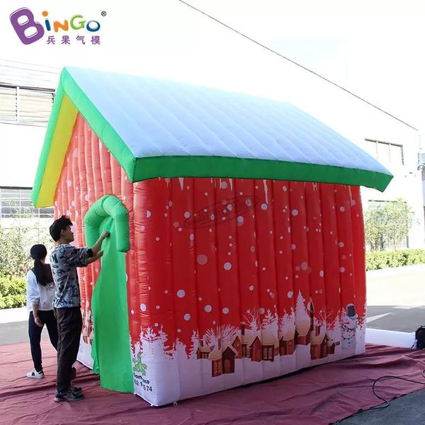 Atacado personalizado 5mLx4mWx3.5mH (16,5x13,2x11,5ft) casa de Natal inflável gigante, edifícios de Papai Noel soprados para festas ao ar livre, decoração de eventos, brinquedos esportivos