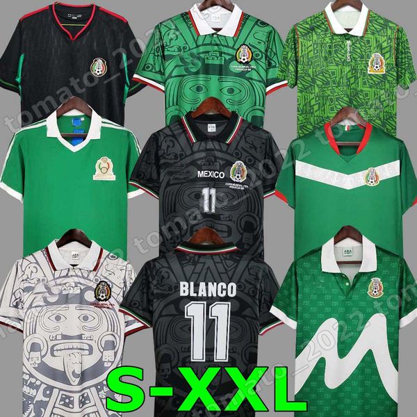 1995 MÉXICO BLANCO Camisa de futebol 1986 1994 1998 2010 HERNANDEZ H.SANCHEZ camisa de futebol LUIS GARCIA CAMPOS antigo maillot MARQUEZ 2006