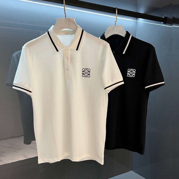 Jaquetas masculinas Estação Europeia Mens Wear Luo Jia 2023 Primavera / Verão Novo Simples Padrão Bordado Camisa Polo para Mangas Curtas Casuais