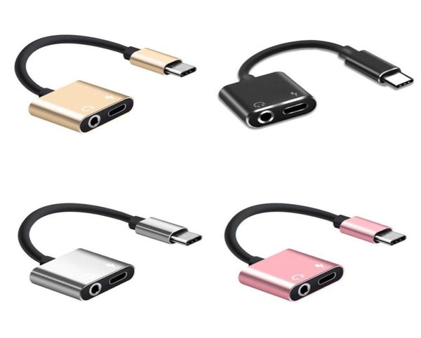 Caricabatterie adattatore USB-C tipo C o cavo 2 in 1 Convertitore ausiliario per cuffie da tipo C a jack da 3,5 mm per Samsung Xiaomi Huawei phone2433210