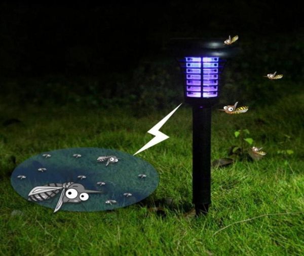 Solarbetriebene LED-Außenleuchte für Hof, Garten, Rasen, wasserdicht, Anti-Moskito-Insekten-Schädling, Bug-Zapper-Mörder, der LED-Lampe einfängt5571451