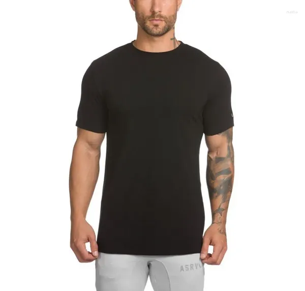 T-shirt da uomo manica corta moda progettata maglietta da uomo in morbido cotone traspirante cool top t-shirt bodybuilding abbigliamento camicia di marca T02