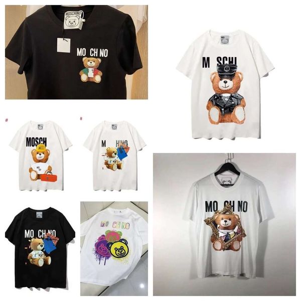 Moschino t homem camisa moda feminina camiseta verão nova alta qualidade manga curta marca designer tees cor o urso em torno do pescoço dos homens moletom top tshirt jk