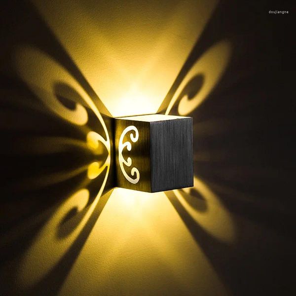 Lâmpada de parede Borboleta 3W LED Sconce Superfície Montada Luminária Moderna Efeito de Alumínio Decoração Interior de Férias