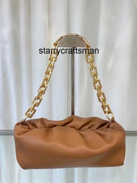 İtalya kese aslanbag botteg venet l 2024 Yeni altın zincir bulut çantası, orijinal kırışıklık ile tek omuz bıçağı el çantası cowhide rahat kadın çantası