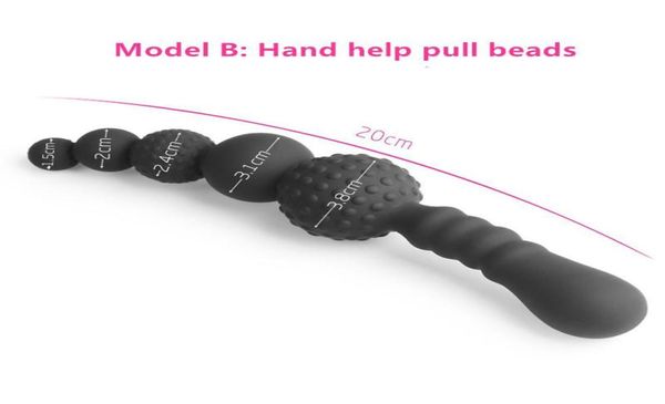 Novo 3 estilos manual preto grande puxar contas anal plug silicone vibrador anal dupla cabeça butt plug brinquedos sexuais para gay men3544515