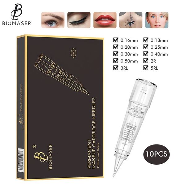 Biomaser profissional cartucho de maquiagem permanente agulhas 1r2r3rl5rl descartável esterilizado caneta máquina agulhas dicas 240227