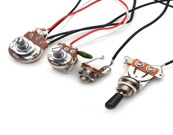 Chicote de fiação para interruptor de guitarra, volumes e tons pré-fiados, potenciômetros grandes de tamanho completo, interruptor de alternância de 3 vias para guitarra elétrica 4488570