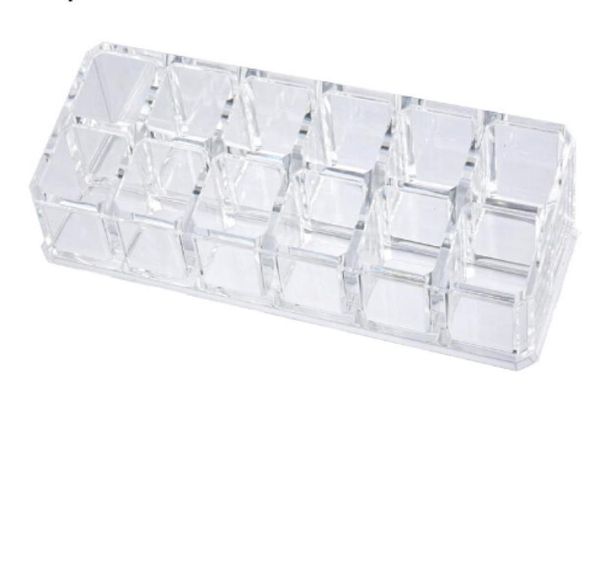 12 suporte de batom expositor acrílico transparente mesa organizador de cosméticos caixa de armazenamento para mulheres jóias maquiagem container4095633