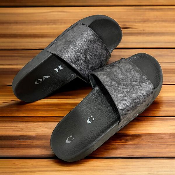 coa ch Slipper Sandalen Bloom Herren Slide Luxus Designer Outdoor Flach Gummi Sommer sonnig Sliders Flach Pool Schwarz Blume Sandale Damenmode Flip Flops Loafer Mule