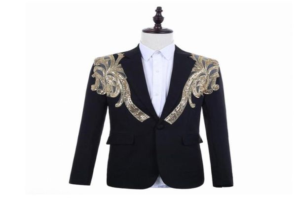 lantejoulas blazer homens ternos projetos jaqueta mens palco bordado cantores roupas dança estilo estrela punk rock masculino homme black6473751