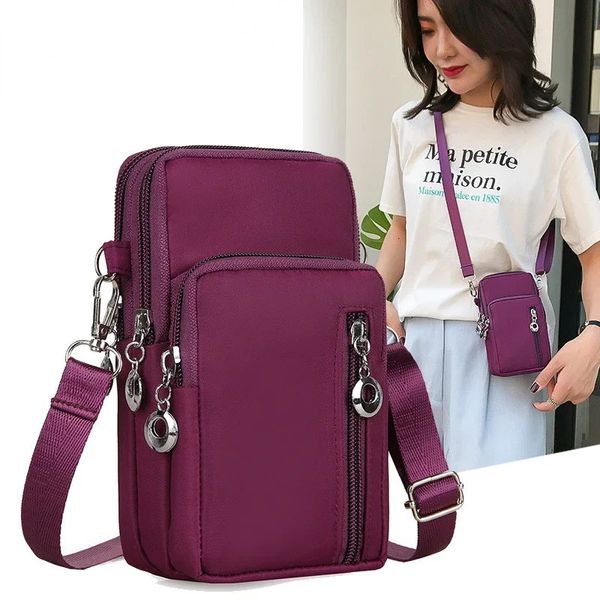 Moda saco do telefone móvel das mulheres saco do mensageiro all-match mini pequeno crossbody saco pendurado pescoço moeda bolsa vertical 240304