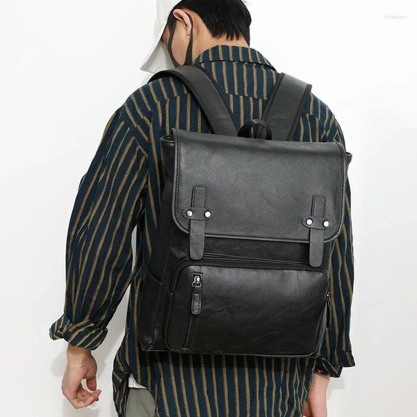 Рюкзак 2024, модные мужские водонепроницаемые рюкзаки из искусственной кожи, повседневные дорожные многофункциональные студенческие сумки для отдыха, сумки на плечо