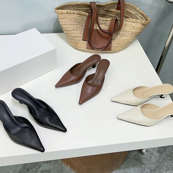 Neue spitze Hausschuhe mit hohen Absätzen, 4,5 cm, Damen-Paket, Kopf, faule Hausschuhe, modische Damen-Mule-Schuhe, Sandalen, Designer-Modelle, Damen-Einzelschuhe mit hohem Absatz, Größe 35–40