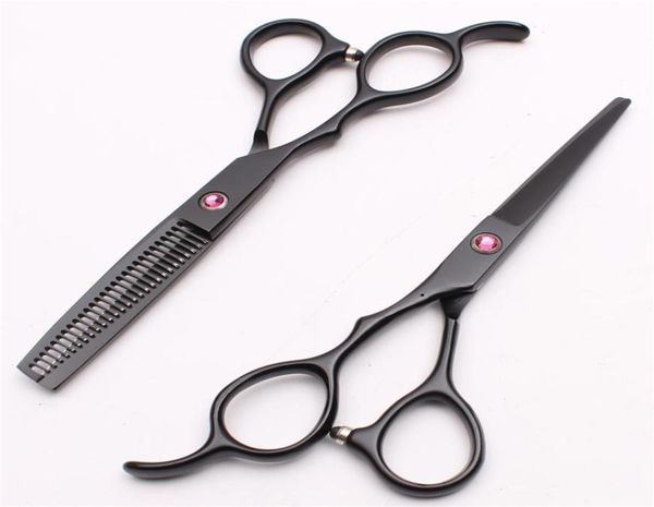 55quot 16cm japão 440c tesoura da mão esquerda logotipo personalizado preto profissional tesoura de cabelo humano barberquots cabeleireiro sal9898184