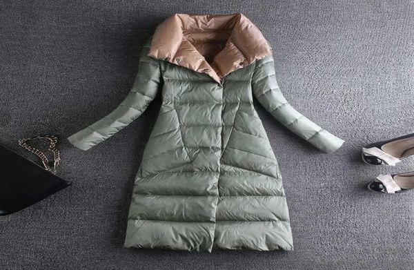 Cappotto in piumino d'anatra intero Donna Taglie forti Moda lungo leggero sottile Entrambi i lati indossano piumino d'anatra Cappotti da donna 3XL8338432