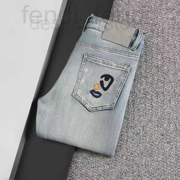 Jeans da uomo Designer Classico lavaggio floreale con lettere Cilindro dritto Pantaloni da lavoro elasticizzati vintage di lusso resistenti all'usura nella fila superiore DE0X DI3M