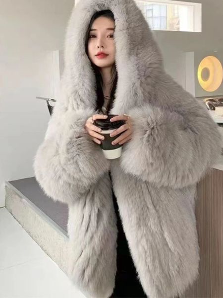 Pelz 2023 Junge Mädchen Mode Nachahmung Fuchs Pelz Gras Weibliche Herbst Und Winter Neue Street Style Gefälschte Pelz Dicke Warme flauschige Outwear