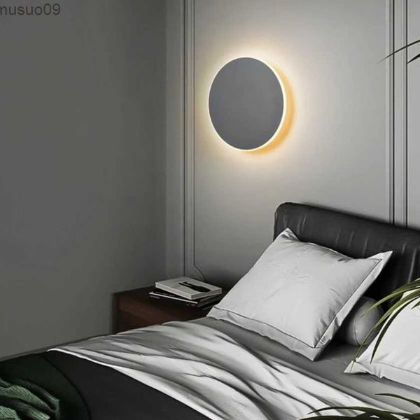 Lâmpada de parede led redonda luzes parede para corredor sala estar quarto moderno arandela decoração iluminação interruptor indução fundo