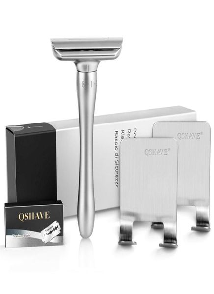 Razor di sicurezza regolabile QShave con copertura magnetica 1 Razor 2 Porta del rasoio 5 Blade 2203014763212